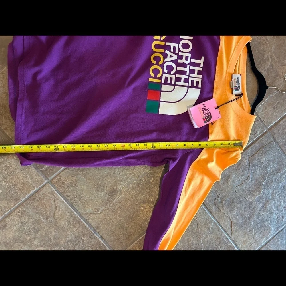 Men’s Gucci, X, the north face, purple, long sleeve T-shirt, size large Italy